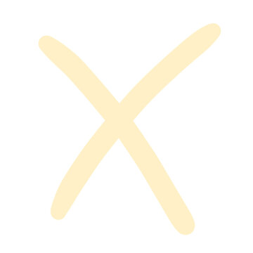 A simple yellow X mark drawn with a soft brush stroke on a white background