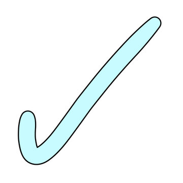 A simple light blue checkmark on a white background. This symbol represents confirmation or agreement