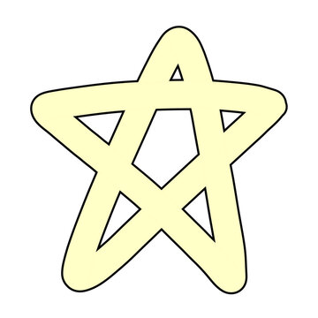 A stylized star drawing with a yellow outline and a light yellow fill