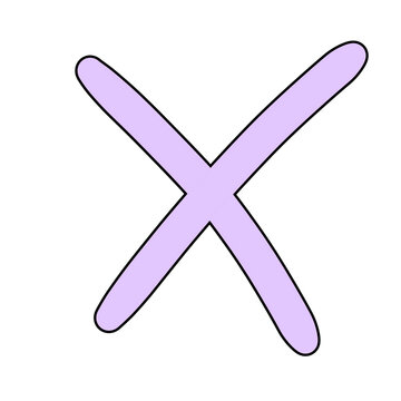 A simple purple X mark drawn on a white background