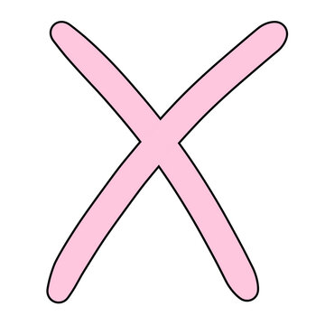 A large pink cross symbol against a plain background