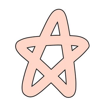 A hand-drawn five-pointed star with a soft pink outline and a white fill. The lines are slightly wobbly, giving it a charming, imperfect aesthetic