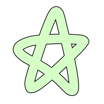 A simple green outline of a pentagram star shape, drawn in a child-like doodle style