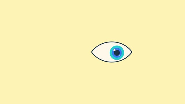 Minimalist blue eye looking around and blinking