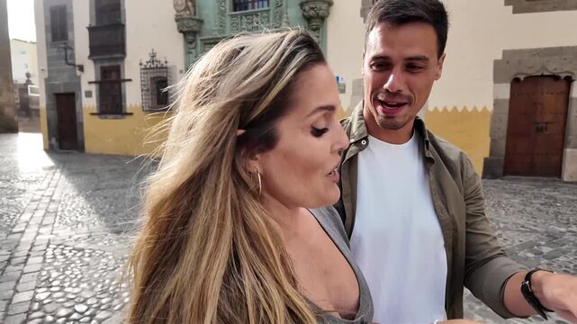 Woman is startled while talking to her husband