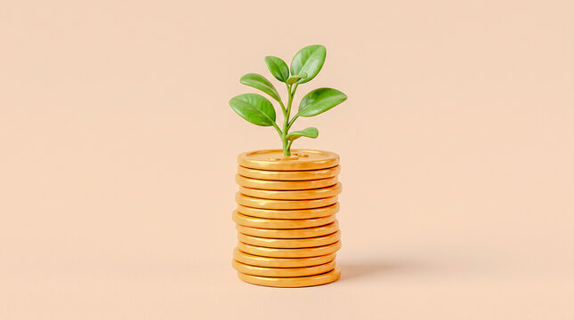 plant growing from coins