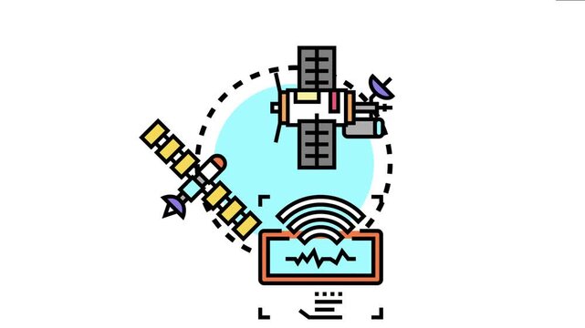 Satellites transmitting and receiving data for global broadband network connectivity, enabling modern telecommunication and internet infrastructure across terrestrial distances