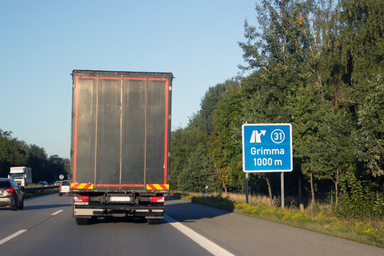 Ausfahrt 31, Grimma, Autobahn A14 in Richtung Leipzig