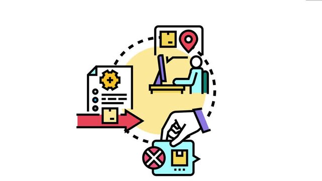 Order fulfillment process outlining steps from receiving an order through management, tracking, and final package delivery to customers, ensuring efficient supply chain operations