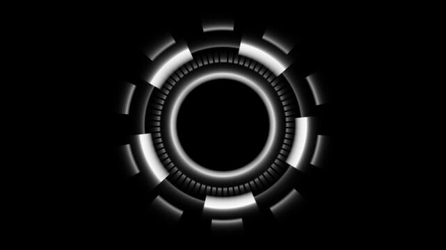 Abstract white circle hud interface loopable dynamic animated background futuristic scifi element digital modern technology hi-tech future ui and ux for presentation.