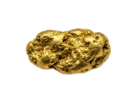 Gold nugget shining with raw metallic texture