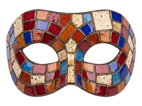 Mosaic carnival mask made of colorful ceramic pieces
