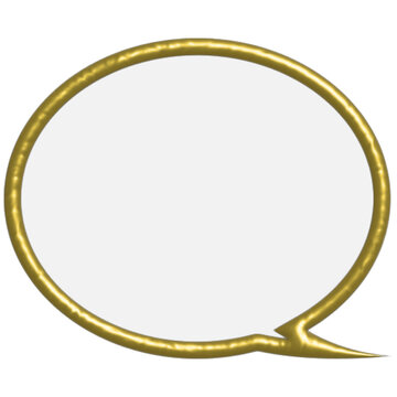 Shiny Gold Speech Bubble with Left Pointing Tail and Solid White Center for Game Dialogue