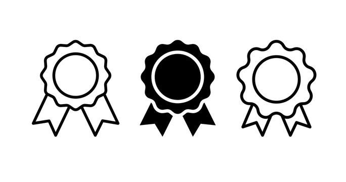 Award ribbon icon with check mark, stroke and solid fill, representing quality or success Png