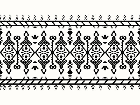 Black and White Geometric Ikat Textile Pattern