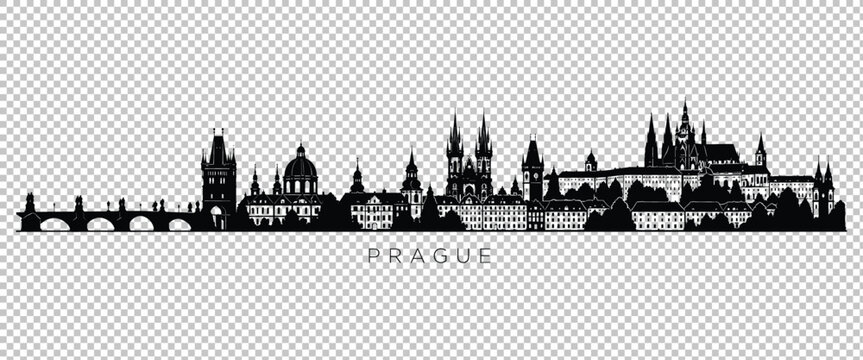 Prague city skyline silhouette vector illustration