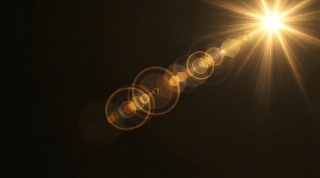 Dramatic golden light flares and beautiful bokeh effects combine to form a stunning abstract background ideal for graphic design or presentation projects