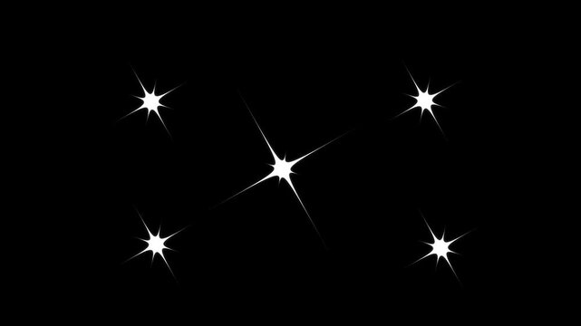 High-quality star twinkle background animation with sparkling particle lights floating on a black night sky. Blinking retro vector stars and dots, seamless 4k video animation