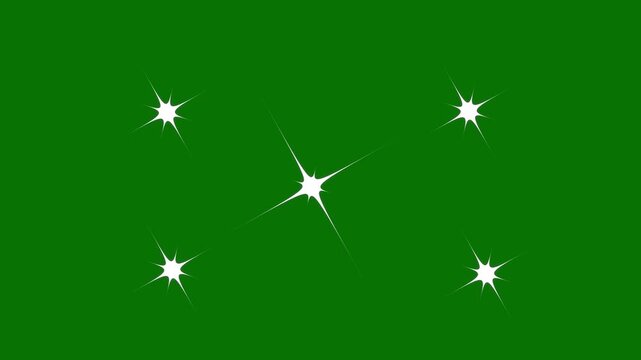 High-quality star twinkle background animation with sparkling particle lights floating on a green night sky. Blinking retro vector stars and dots, seamless 4k video animation