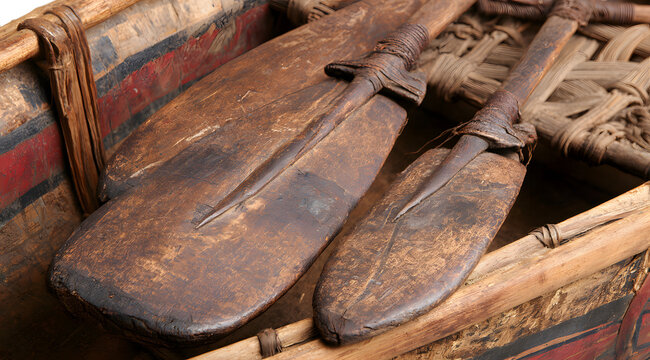 Indigenous Wooden Handle Canoe for Hunting
