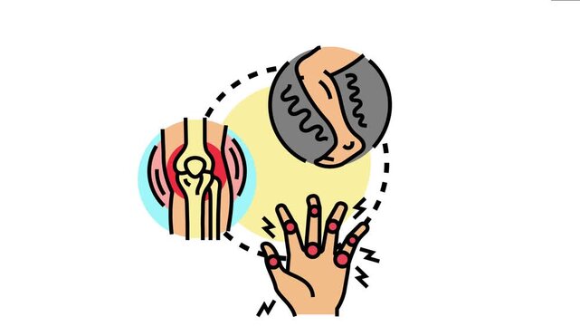 Osteoarthritis flare up medical concept inflammation, chronic pain, and swelling in various joints like the knee, hand, and leg, indicating disease progression and discomfort