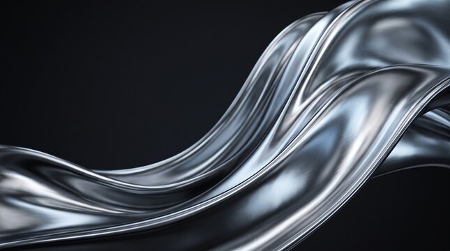 Sculptural Flowing Liquid Chrome Metal Abstract Technology Background