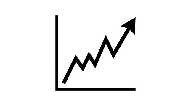 Black rising growth trend line graph icon