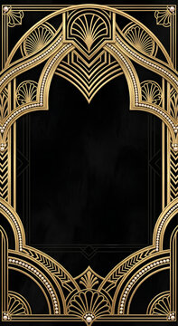 Elegant vintage gold archway frame decorative border clipart for