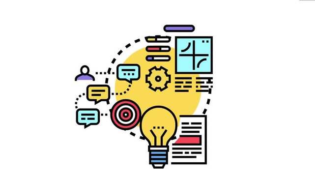 Planning an initial phase project strategy conceptualizing new innovative ideas, analyzing data, and brainstorming communication steps