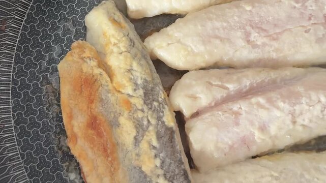 Fried fish fillets whitefish hake seafood pescatarian diet healthy eating, nutritious meals delicious appetizers, fresh ingredients gourmet cuisine, traditional dishes food background top view copy sp
