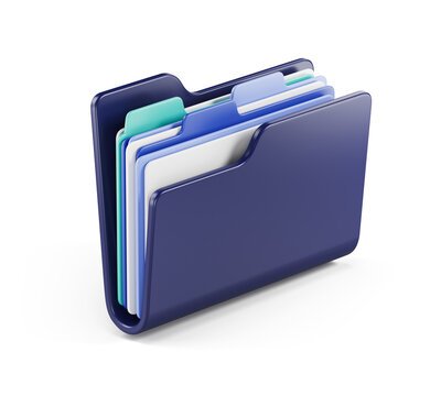 Folder with files 3d icon - 3d illustration