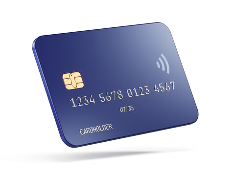 Plastic bank card - credit or debit card isolated on white. 3d illustration