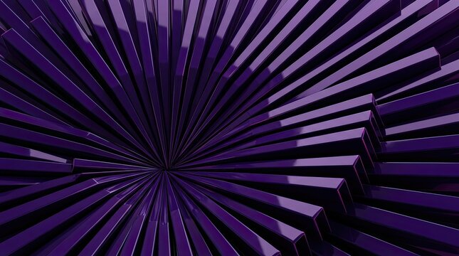 Abstract 3d background with purple glossy rectangular bars in a radial pattern