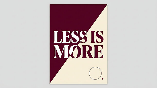 Minimalist typography poster design with less is more text