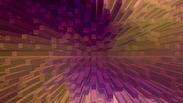 Abstract background with 3d blocks in purple and orange gradient colors