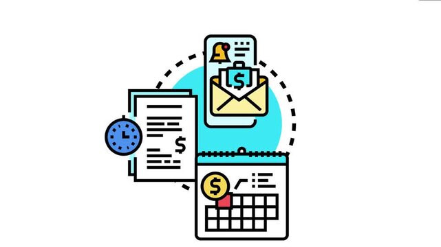 Overdue bill notification concept represents receiving an important payment deadline reminder, managing financial tasks, scheduling expenses, and addressing outstanding invoices or debt obligations