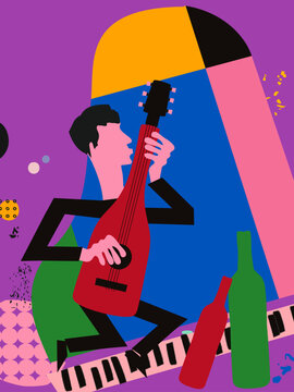Abstract Jazz Music Bar Party Illustration