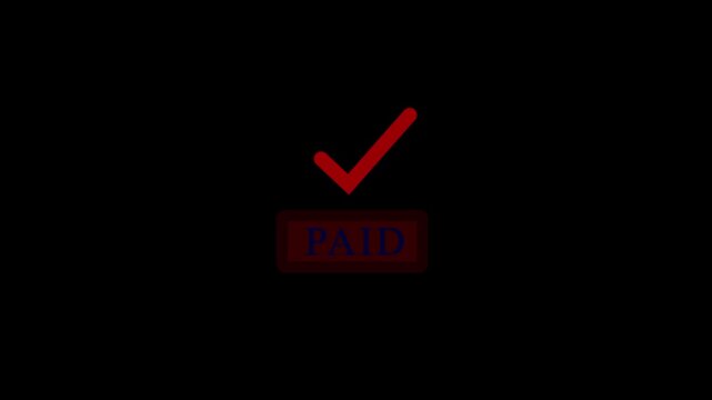 Red checkmark over paid confirmation badge