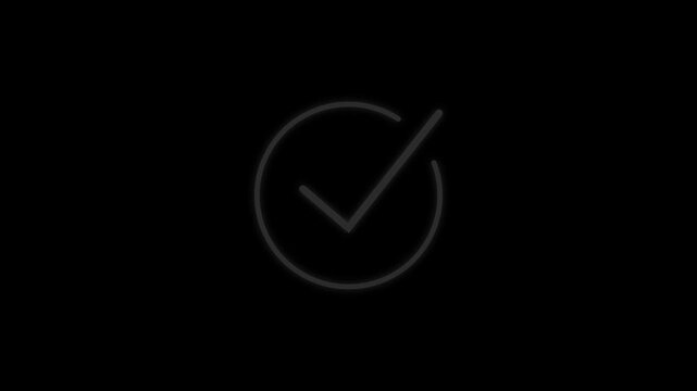 Minimal checkmark icon inside a circle on dark background