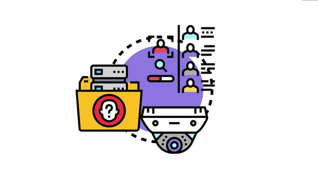 Digital identity management demonstrating concepts of access, privacy, and personal data control, picturing user profiles, servers, and security cameras within a decentralized system
