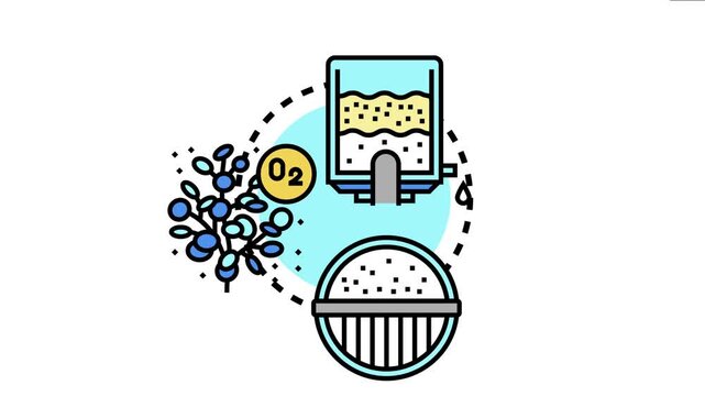 Oxygen bubbling yogurt fermentation process involving ingredients, a bubbling liquid in a container, and an o2 symbol, modern food production