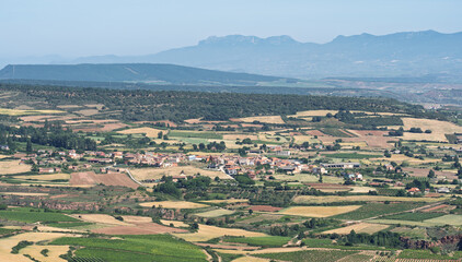 Fototapeta premium Rural Village and Patchwork Fields in La Rioja