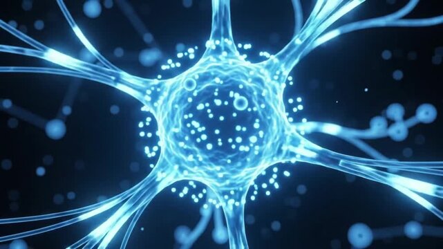 Glowing neural network transmitting electrical signals across glowing blue synapses inside the human brain representing complex thinking processes and modern medical science research breakthroughs
