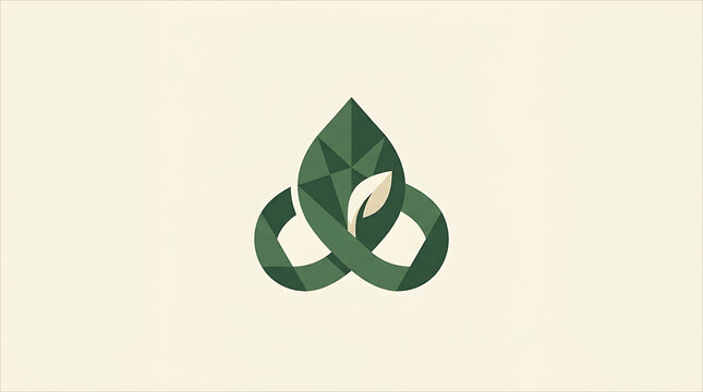 Minimalist green eco leaf logo and sustainable business identity icon on a light background