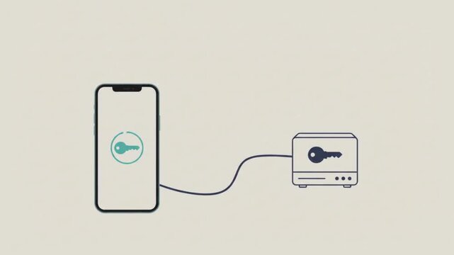 smartphone connected to server with digital key symbols illustrating public key authentication and secure passwordless passkey login