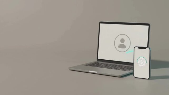 laptop and smartphone passwordless sign in concept with digital identity verification for cross device authentication and secure account access