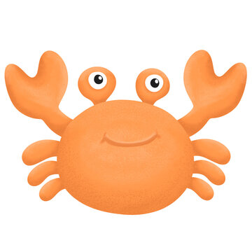 Hand Painted Orange Crab Ocean Animal Clipart. Cute Orange Crab Watercolor Illustration.