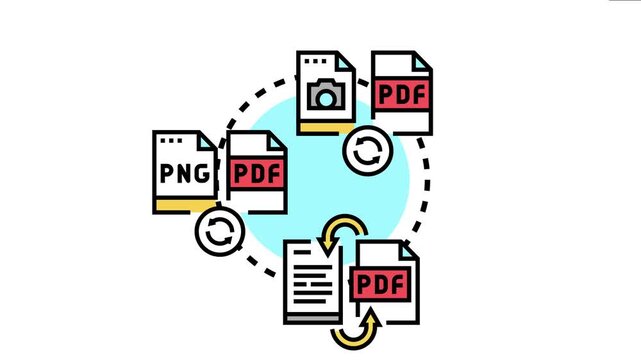 Document conversion process transforming paper records into digital files, creating various formats like pdf and image files for efficient data management and archiving