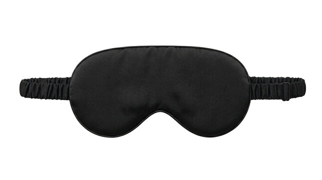 Black silk sleep mask isolated on transparent background for travel