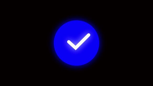 Modern blue circular checkmark arrow icon with white design